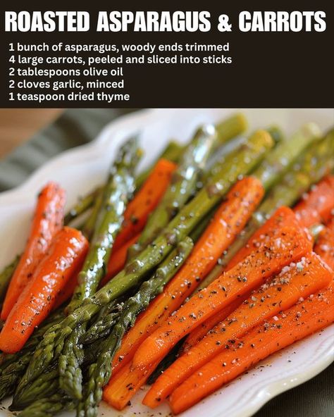 Tasty Recipes Carrots And Asparagus, Asparagus Carrots, Tender Asparagus, Zucchini Cheddar, Caramelized Carrots, Sweet Carrots, Keto Banana Bread, Yummy Veggies, Cucumber Avocado Salad