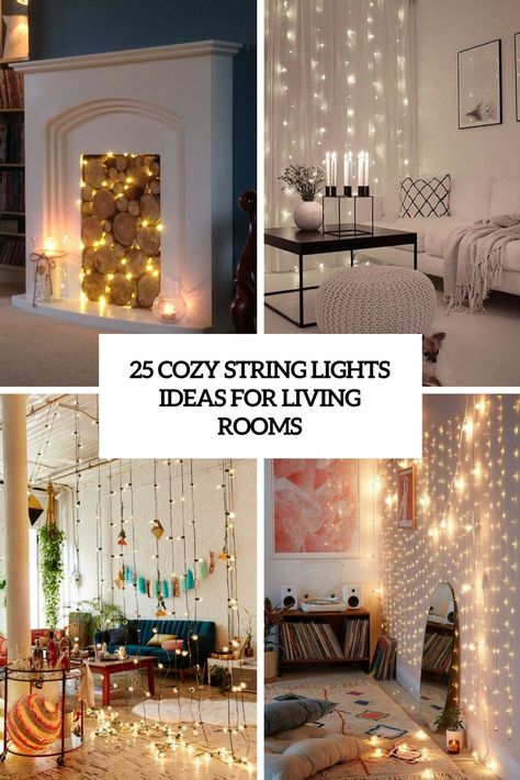 Living Room String Lights, String Lights Living Room, Cozy Bedroom Diy, Room String Lights, Cozy Bedroom Lighting, Cozy Bedroom Design, String Lights In The Bedroom, Lights Ideas, Fairy Lights Bedroom