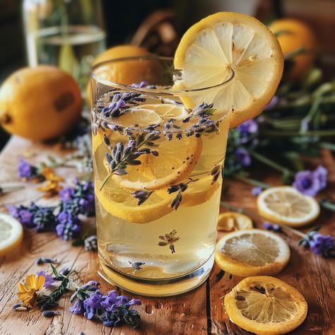 Lavender Lemonade 🍋🌿 📋 Ingredients: - 1 liter of water - 200 g of sugar - 2 tbsp of dried lavender flowers - 4 lemons (juice) - 1 lemon (slices, for decoration) - Ice cubes 🥣 Instructions: - In a saucepan, bring the water and sugar to a boil to dissolve the sugar. - Remove from heat, add the lavender flowers, and let steep for 30 minutes. - Strain the mixture to remove the lavender flowers. - Add the lemon juice to the mixture and stir well. - Refrigerate for at least 1 hour before serving. -... Lemonade Ingredients, Lemonade Lavender, Dried Lavender Flowers, Lavender Lemonade, Lemon Slices, Gourmet Cooking, Lemon Slice, Dried Lavender, Ice Cubes