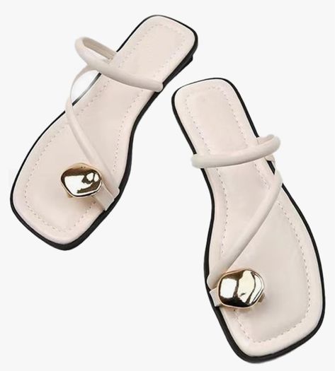 Women'S Leather Strappy Flat Metal … curated on LTK Cruise Sandals, Shiny Sandals, Vacation Sandals, Toe Ring Designs, Toe Ring Sandals, Elegant Sandals, Roman Sandals, Strappy Flats, Sandals Casual