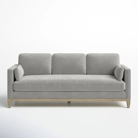 Joss & Main Pera 84'' Velvet Sofa & Reviews | Wayfair Sleek Sofa, Arm Pillow, Grey Couches, Bench Seat Cushion, Touch Love, Sofa Review, Matching Chairs, Sitting Pretty, Velvet Sofa