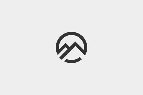 Mountains circle logo by maximesimeon on @creativemarket Logo Montagne, Hiking Logo, Tent Logo, Peak Logo, Minimalist Mountain, Outdoor Logos, Mountain Logo, Church Logo, Gym Logo