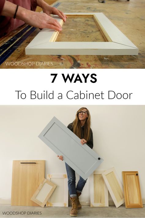 7 Ways To Build a Cabinet Door Diy Cheap Cabinets, Kitchen Cabinet Build, How To Build Doors For Cabinet, How To Add Doors To Built In Shelves, Diy Cabinets Doors, How To Build Cabinet Doors, How To Build A Cabinet, How To Build Kitchen Cabinets, Build Cabinet Doors