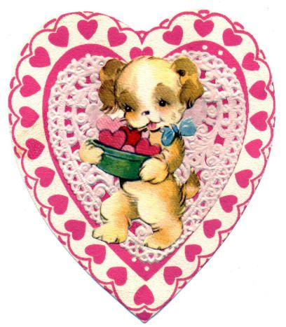 Vintage puppy in pink lace heart Valentine's Day clip art Childrens Valentines, Valentines Illustration, Heart Clip Art, Vintage Valentine Cards, Valentine Clipart, Holiday Postcard, Valentines Art, Handmade Uk, Vintage Valentine