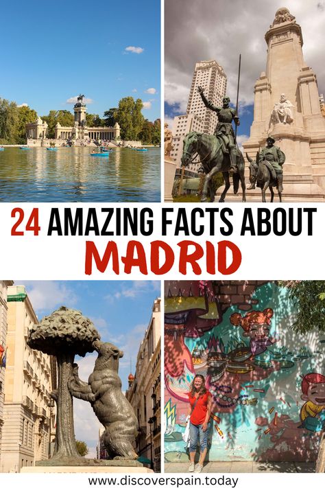 4 images about Madrid with text overlay Visit Madrid, Egyptian Temple, Madrid Travel, Pedestrian Walkway, National Road, Travel Spain, Fountain Feature, Endless Opportunities, Cities In Europe