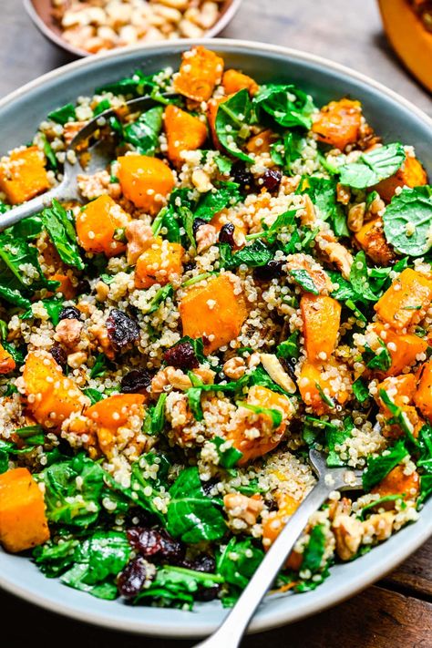 Quinoa Pumpkin Salad, Quinoa Pumpkin Recipes, Pumpkin Kale Salad, Quinoa And Pumpkin Recipes, Soul Origin Salad Recipes, Pumpkin Couscous Salad, Pumpkin Lunch Ideas, Warm Quinoa Salad, Pumpkin Salad Recipes