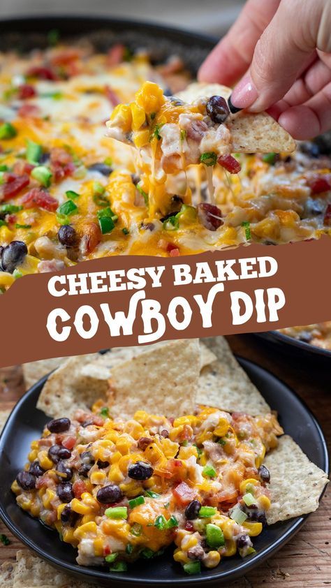 Cowboy Dip Recipe, Baked Cowboy Dip, Cowboy Dip, Warm Dip Recipes, Delicious Dips, Vegetable Sticks, Delicious Dips Recipes, Cheesy Dip, Best Appetizer Recipes