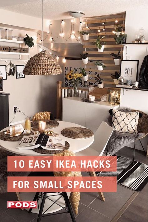 Ikea Small Apartment, Bedroom Studio Apartment, Small Space Living Hacks, Hacks For Small Spaces, Easy Ikea Hacks, Ikea Small Spaces, Small Apartment Hacks, Små Rum Lidt Plads, Ikea Apartments