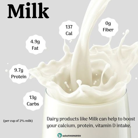 Milk is a nutrient-rich liquid food produced by the mammary glands of mammals. It is the primary source of nutrition for young mammals, including breastfed human infants before they are able to digest solid food. It's packed with important nutrients like calcium, phosphorus, B vitamins, potassium and vitamin D. Plus, it's an excellent source of protein. Drinking milk and dairy products may prevent osteoporosis and bone fractures and even help you maintain a healthy weight. Milk Benefits Health, Cow Milk Benefits, Golden Milk Benefits, Milk Advertising, Benefits Of Milk, Healthcare Advertising, Healthy Food Chart, Food Calorie Chart, Milk Processing