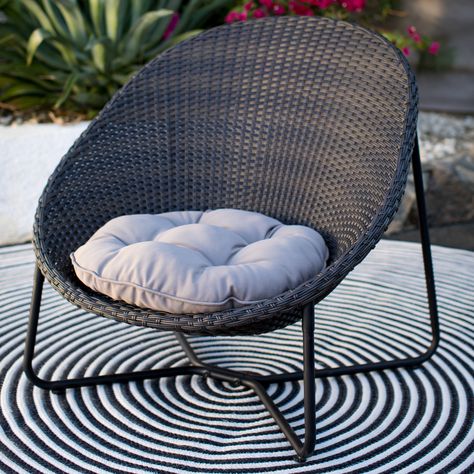 Coral Coast Nicobar Steel Wicker Egg Chair | from hayneedle.com Luxury Tropical Resort, Affordable Outdoor Furniture, Round Seat Cushions, Outdoor Lounge Chairs, Sun Chair, Ikea Chair, Eames Chairs, Sunbrella Cushions, Cafe Chairs