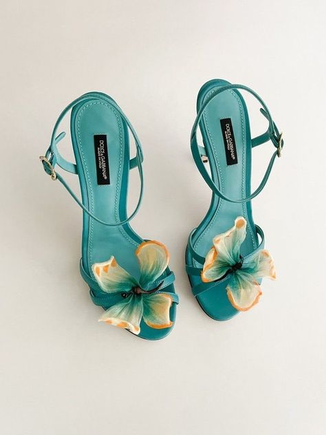 Dolce And Gabbana Heels, Dolce Gabbana Heels, Flower Heels, Dolce And Gabbana Blue, Blue Heels, Lace Up Heels, Designer Heels, Summer Shoes, Style Me