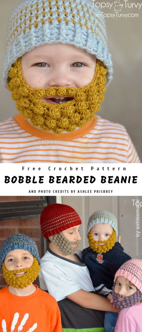 Baby Beard Hat, Crocheted Beard Pattern, Crochet Beard Beanie, Crochet Beard Hat, Baby Beanie Crochet Pattern, Crochet Beard, Boy Crochet Patterns, Crochet Hats For Boys, Crochet Bobble