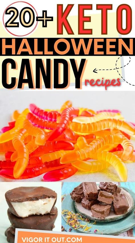 Looking for amazing sugar free low carb Keto candy recipes? This is IT! These amazing Keto Halloween candy recipes are perfect really for any time of year to fix that sweet tooth and fix the FOMO. All types of Keto desserts like caramels, peppermint patty, peanut butter cups, mars bars, some with nuts like almond joy and some without. These are all DIY Keto candy ideas you'll love! Keto Candy Bars, Keto Candy Recipes, Sugar Free Candy Recipes, Types Of Keto, Liquorice Recipes, Keto Halloween, Candy Cookie Cake, Candy Corn Recipe, Halloween Candy Recipes