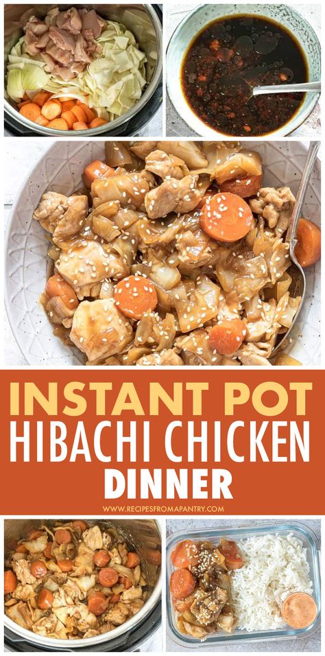 Make this delicious Instant Pot Hibachi Chicken dinner quickly and easily with just a handful of everyday pantry ingredients! Instant Pot Chicken Hibachi is the family-friendly dinner recipe you've been looking for. It doesn't get easier than seasoned chicken and veggies cooked in one pot. Serve with 5-minute Yum Yum sauce and your family will beg for more! #instantpot #instantpothibachichicken #instantpotrecipes #hibachichicken #chicken #pressurecooker #pressurecookerrecipes #yumyumsauce Instant Pot Japanese Recipes, Instant Pot Hibachi Chicken, Chicken Hibachi, Low Carb Instant Pot Recipes, Hibachi Recipes, Hibachi Chicken, Yum Sauce, Chinese Foods, Vegan Instant Pot Recipes