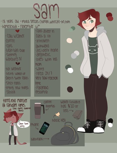 Sam’s new ref sheet (plus a small redesign) Character Sheet Example, Oc Ref Sheet Poses, Ref Sheet Character Design Template, Character Ref Sheet Poses, Character Info Sheet Art, Oc Art Reference Sheet, Ref Sheets Character Design, Persona Ref Sheet, Oc Ref Sheet Ideas