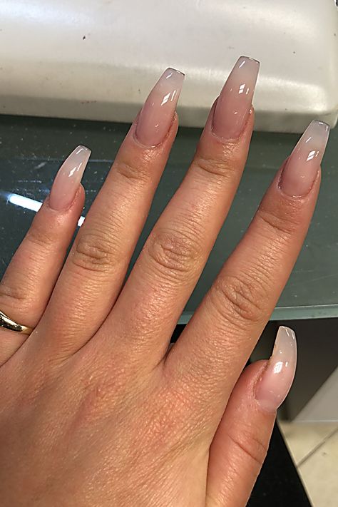 Curved Coffin Nails, Translucent Nails, Clear Gel Nails, Sheer Nails, Natural Acrylic Nails, Curly Braids, Curved Nails, Gel Acrylic Nails, Clear Gel