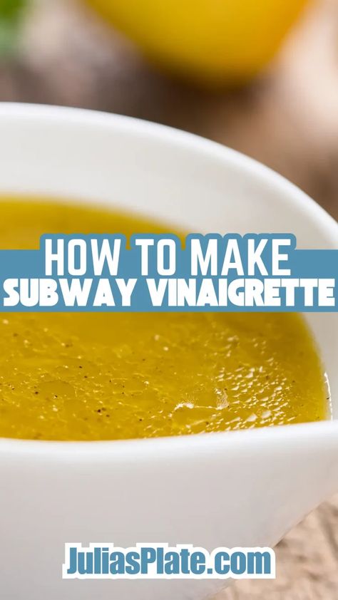 Homemade Subway Vinaigrette Subway Vinaigrette Recipe, Subway Oil And Vinegar Recipe, Sweet Onion Sauce Subway, Submarine Sauce Recipe, Subway Sauces, House Dressing Recipe, Subway Sandwiches, Sweet Onion Sauce, Classic Salad