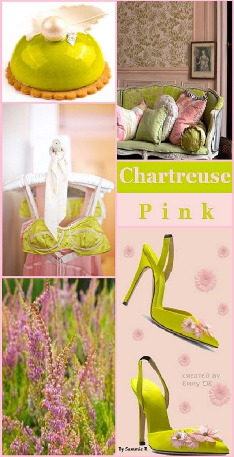 Chartreuse and Pink By Sammie R Chartreuse And Pink Color Palette, Lavender And Chartreuse, Chartreuse Color Palette Clothes, Chartreuse Aesthetic, Chartreuse Color Palette, Chartreuse And Pink, Blush Living Room, Greece Fashion, Chartreuse Color