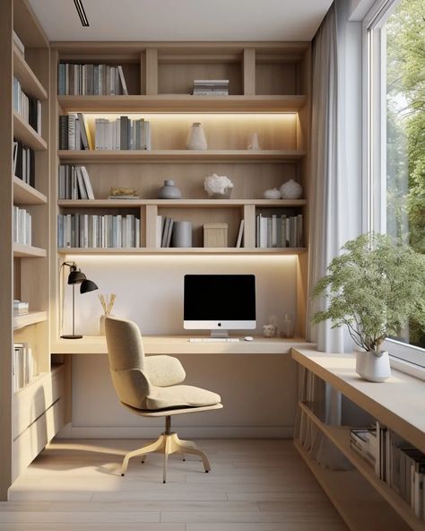 Office House Ideas, Home Office Elegant, Office At Home Ideas, Modern Office Room Design, Work Room Ideas, Bureau Aesthetic, Office Home Design, Small Office Room, Office Design Home