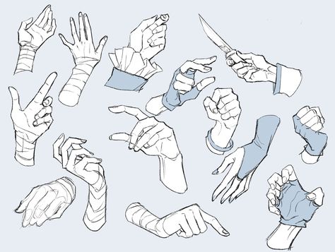 Hand Poses Drawing Art Reference, Hand Bandages Drawing, How To Draw Bandages, Hand Pose Reference Drawing, Band Drawing Reference, Bandages Drawing Reference, Hands Reference Drawing, Hand References Drawing, Hand Ref