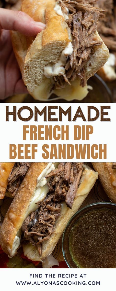 Hot Roast Beef Sandwich Recipes, Homemade French Dip, Roast Beef Dip, Roast Beef French Dip, Roast Beef Au Jus, Shredded Beef Sandwiches, Hot Roast Beef Sandwiches, Roast Beef Sandwich Recipes, Horseradish Mustard