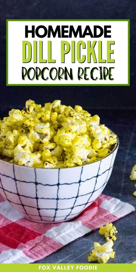 Dill Pickle Popcorn, Pickle Popcorn, Popcorn Recipes Easy, Pickle Lover, Popcorn Recipe, Popcorn Recipes, Pickling Recipes, Dill Pickle, Party Food Appetizers