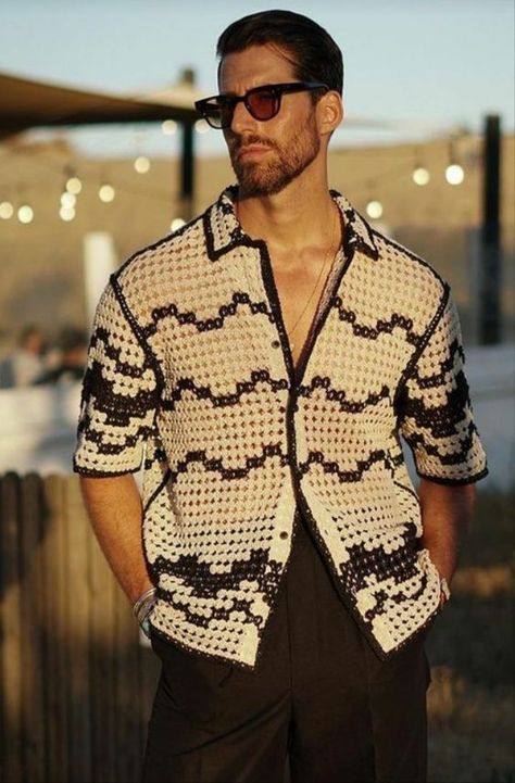 Mens Knitted Scarf, Crochet Men, One Chance, Knit Men, Crochet Fashion Patterns, Matching Couple Outfits, Mens Cardigan, Sharp Dressed Man, Crochet Shirt