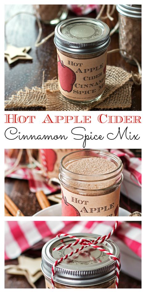 This recipe for homemade Hot Apple Cider Cinnamon Spice Mix is amazing! It's easy to make with few ingredients and makes for a perfect DIY Christmas food gift! Stir into hot apple juice or red wine for a delicious and warming holiday drink! Diy Christmas Food, Homemade Hot Apple Cider, Gift Mixes, Hot Apple Juice, Chia Water, Diy Christmas Gifts Food, Flavored Salt, Christmas Diy Food, Homemade Dry Mixes