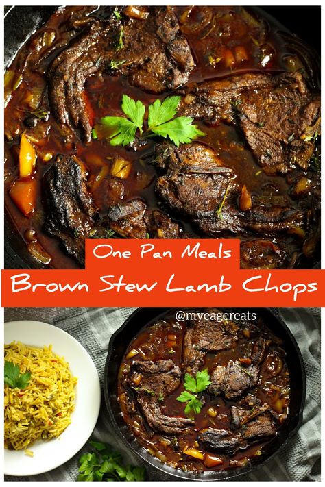 Caribbean Lamb Recipes, Stewed Lamb Chops, Stew Lamb Recipes, Lamb Chop Stew Recipe, Jamaican Lamb Chops, Brown Stew Lamb Chops, Lamb Chop Stew, Lamb Neck Recipes, Lamb Steak Recipes