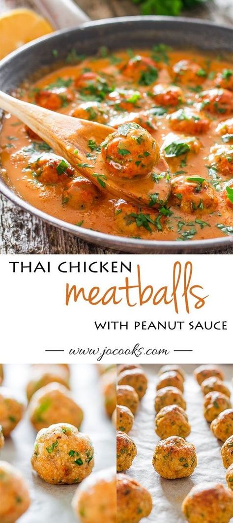 Baked Chicken Ideas, Party Food Healthy, Thai Chicken Meatballs, Asian Chicken Meatballs, Chicken Meatballs Healthy, Thai Flavors, Baked Chicken Meatballs, Low Calorie Chicken, Healthy Baked Chicken