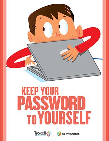 Password Poster Internet Safety For Kids, Printable Classroom Posters, Computer Teacher, Posters Classroom, Safe Internet, Technology Posters, School Computers, We Are Teachers, Teaching Technology