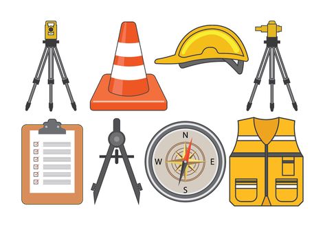 Surveyor Equipment Vector Geomatics Engineering, Surveyor Logo, Engineer Cartoon, Quantity Surveyor, Surveying Engineering, Engineering Equipment, Ing Civil, Surveying Equipment, Land Surveyors