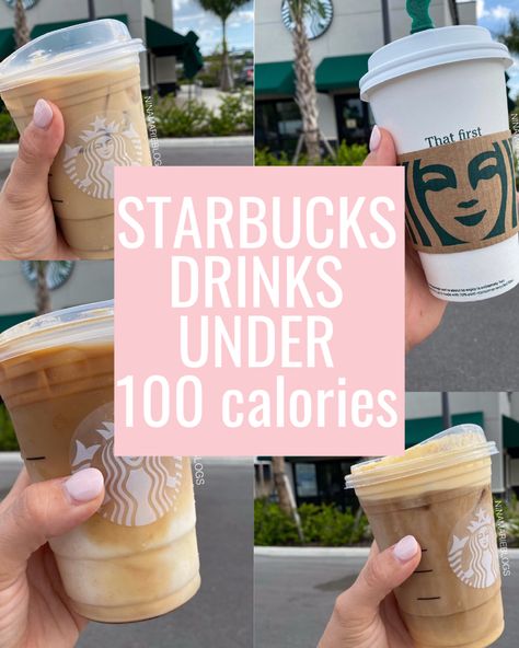 Coffee drinks under 100 calories in many flavors and variations Diet Starbucks Drinks Coffee, Coffee Orders Ideas, Cheap Low Cal Starbucks Drinks, Starbucks Orders Low Calorie, Healthy Coffee Orders Starbucks Drinks, Low Cal Drinks At Starbucks, Healthy Hot Coffee Starbucks, Starbucks Under 100 Calories, Low Calorie Caribou Coffee Drinks