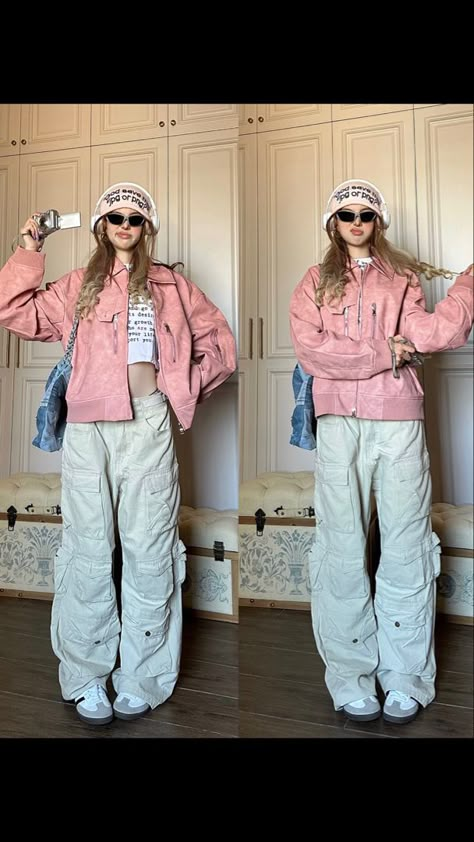 Jacket With Cargo Pants, Icy Outfits, Dickies Pants Outfits, Dickies Pants Outfits Women, New Era Outfit, Colored Pants Outfits, Cargo Pants Fashion, Dress Pants Outfits, Cargo Outfit