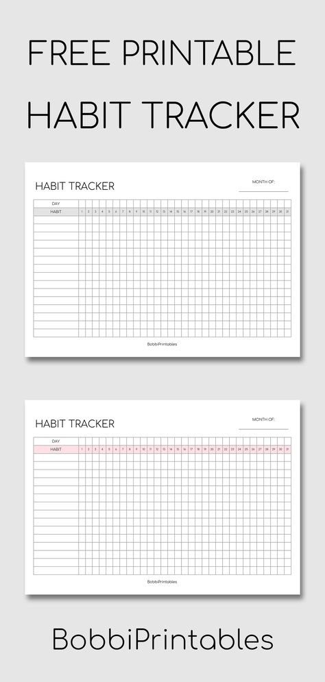 Habit Tracker Template Free Printable, Habit Tracker Printable Monthly, Free Printable Habit Tracker, Habit Tracker Template, Printable Habit Tracker, Monthly Habit Tracker, Template Free Printable, Habit Tracker Bullet Journal, Habit Tracker Printable