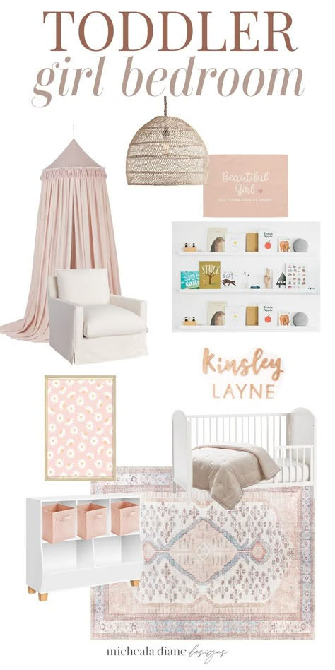 Pink girly toddler bedroom. Refreshing our nursery to a big girl toddler bedroom. Sharing all design sources. Reading corner, toy bedroom organization, kid's wall decor. Pink toddler bedroom rug. Toddler Baby Girl Room, Small Bedroom Ideas For Toddler Girl, Three Year Old Bedroom Girl, Blush Pink Toddler Bedroom, Mauve Toddler Girl Room, Toddler Bedroom Rug, Small Toddler Room Girl, Toddler Bedroom Pink, Girly Toddler Bedroom