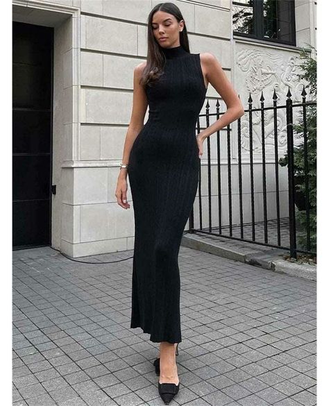 Sizzling hot deal! Sleeveless Knitwear Turtleneck Long Maxi Dress For Women, available at a unbeatable price of £17.90 Ignite the town! #tall #womens #long #bespoke #fashion #style #mens #pants #shorts #clothing Dirndl Outfit, Turtleneck Sleeveless, Long Knitted Dress, Club Party Dresses, Elegant Maxi Dress, Ribbed Dress, Sleeveless Bodycon Dress, Dress 2024, Bodycon Maxi Dresses