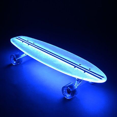 Clear29 + Rechargeable Battery Pack // Blue Blue Skateboard, Classic Skateboard, Skateboard Aesthetic, Longboard Skateboard, Cool Skateboards, Skateboard Design, Deck Lighting, Skateboard Decks, Rechargeable Battery