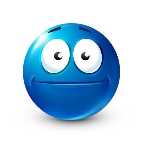 Blue Ball, Smiley Face, Smiley, Blue, White