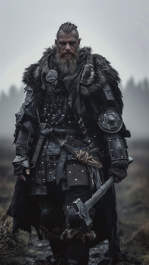 Follow for more!! Viking Pose Reference, Viking Oc Male, Viking Kingdom, Viking Warrior Art, Skyrim Builds, Viking Portrait, Viking Warrior Men, Nordic Warrior, Viking Pictures