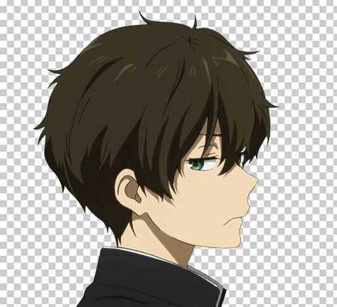 Anime Guy Short Black Hair, Anime Side Face, Anime Head Green Screen, Anime Head Png Boy, Anime Face Png, Anime Head Png, Black Hair Bob Cut, Angry Anime Face, Hyouka Anime