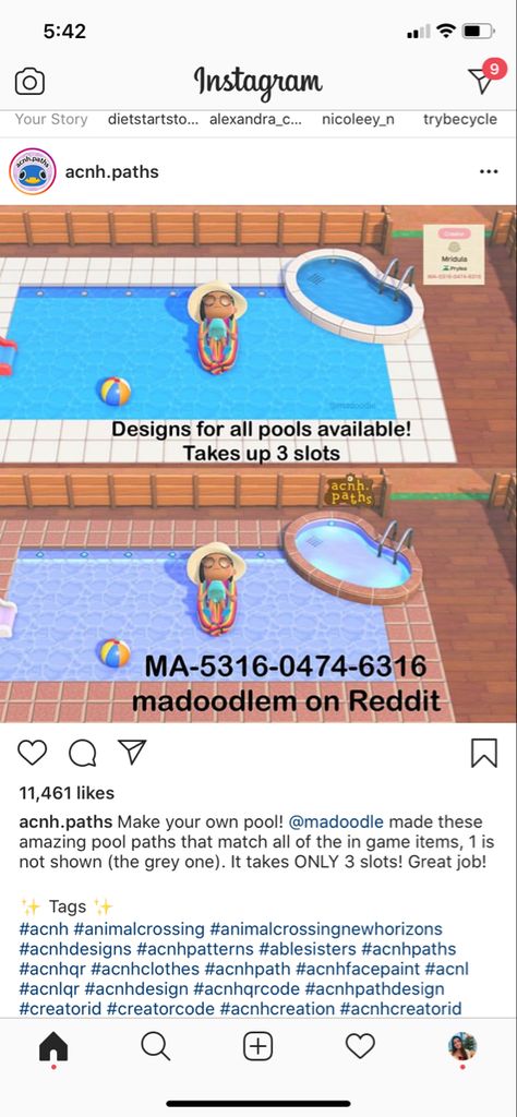 Animal Crossing Pool Code, Animal Crossing Pool Design Code, Acnh Pool Tile Code, Acnh Pool Area Ideas, Acnh Pool, Acnh Rooms, Pool Tile Designs, Fairy Island, Diy Path