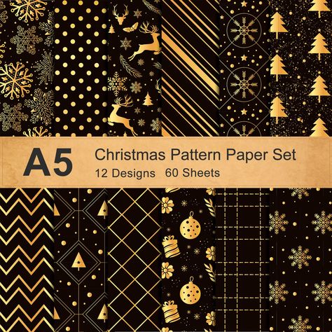 PRICES MAY VARY. Large Quantity – The set includes 60 sheets Christmas patterned paper in 12 different designs, each design has 5 sheets, sufficient to meet your needs for art crafts, and you can share with your friends to DIY, full of fun. Black Gold Color – Our Christmas patterned paper adopt Christmas theme design, each paper is printed and decorated with classic Christmas patterns and all uses black and gold color, makes glossy surface, classic and unique, well match Christmas festive atmosp Christmas Cardstock, Reindeer Christmas Tree, Uk Christmas, How To Make Scrapbook, Creepy Christmas, Paper Black, Card Pattern, Making Greeting Cards, Crafting Paper