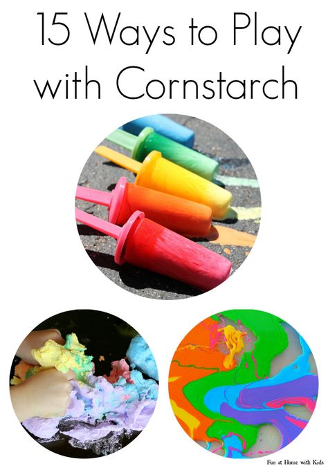 15 Ways to Play with Cornstarch (Cornflour) from Fun at Home with Kids Minion Crafts, Eyfs Literacy, Home With Kids, Ice Block, Toddler Fun, Play Dough, Sensory Activities, Craft Activities For Kids, Corn Starch