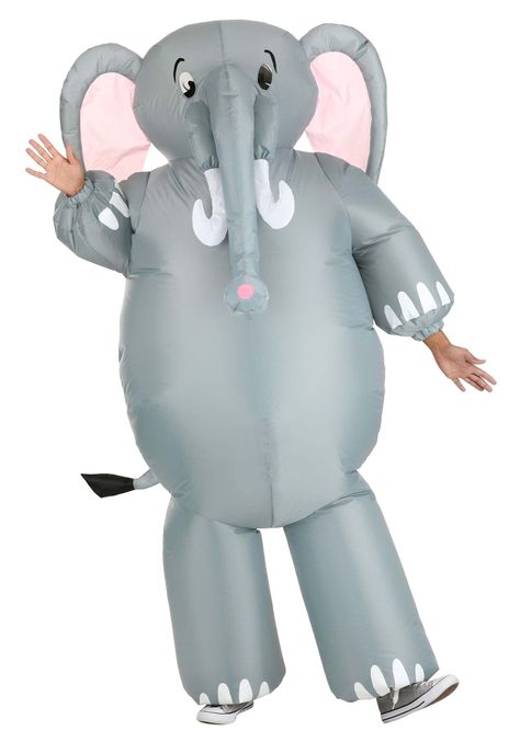 PRICES MAY VARY. Size: Standard 100% polyester windbreaker fabric Bodysuit has back zipper Head is fully enclosed; view ports through character eyes allow limited vision Elastic at wrists & ankles Elephants never forget, and you'll be unforgettable in this exclusive Adult Inflatable Elephant Costume! The bodysuit zips up the back and is made of sturdy gray polyester windbreaker fabric. The fully enclosed head features view ports in the character eyes, as well as printed facial features, inflated Elephant Fancy Dress, Fish Costumes, Blow Up Costumes, Parade Costumes, Elephant Costume, Elephant Costumes, Animal Cosplay, Fish Costume, Elephants Never Forget