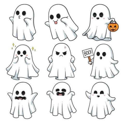 Ghost Drawing Easy, Cute Halloween Drawings, Ghost Clipart, Easy Disney Drawings, Ghost Drawing, Halloween Fest, Sheet Ghost, Halloween Wallpaper Cute, Ghost Images