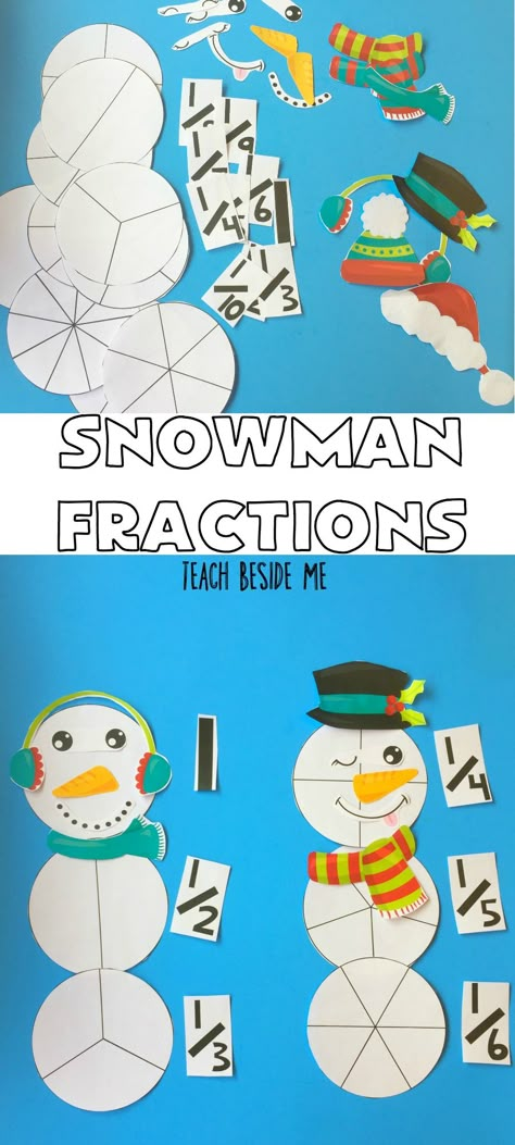 Do some winter math and play with these darling snowman fractions!  Great for the holidays! via @karyntripp Snowman Worksheet, Winter Math Activities, Fraction Activities, Math Crafts, Science Crafts, Winter Math, Math Intervention, Christmas Math, Math Projects