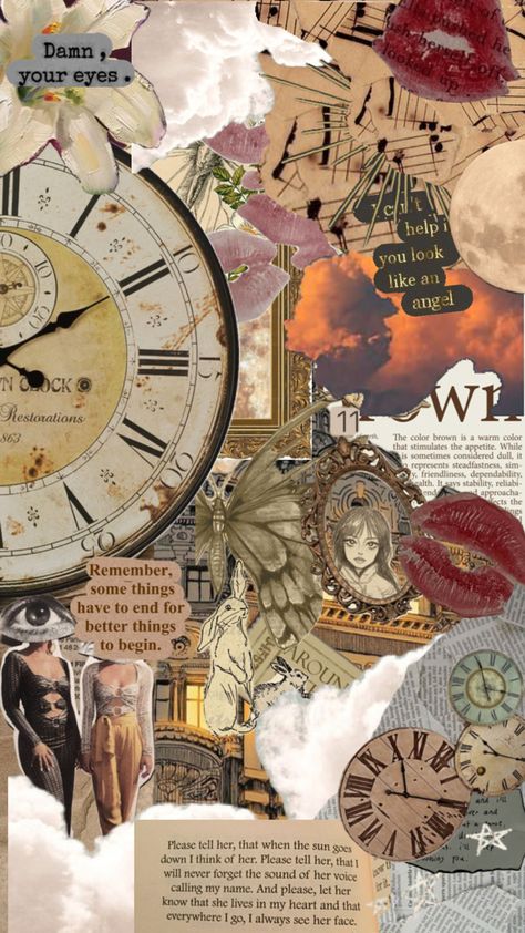 Dark academia, light academia, photo collage, moon, clocks, books, drawings Clock Collage, Dark Academia Collage, Academia Collage, Academia Light, Collage Ideas, Light Academia, Dark Academia, Photo Collage, Warm Colors