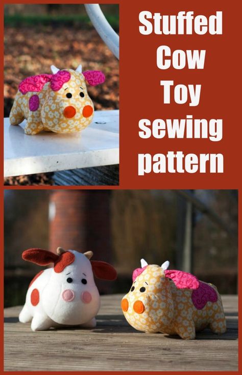 Cow Sewing Projects, Cow Sewing Pattern Stuffed, Cow Pillow Pattern, Cow Plushie Sewing Pattern, Diy Cow Stuffed Animal, Cow Stuffed Animal Pattern Sewing Free, Stuffed Sewing Projects, Cow Plush Pattern Sewing, Felt Cow Pattern