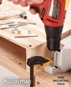 How to Build a Miter Saw Table | The Family Handyman Mitre Saw Table, Miter Saw Station, Miter Saw Reviews, Saw Station, Mitre Saw Station, Saw Table, Best Circular Saw, Mitre Saw, Miter Saw Table